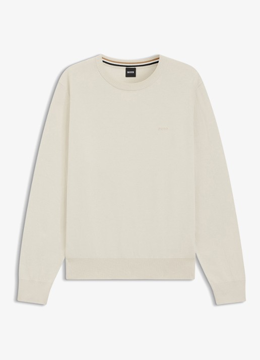 BOSS Fijngebreide trui met logo - voorkant open white-131 / wit