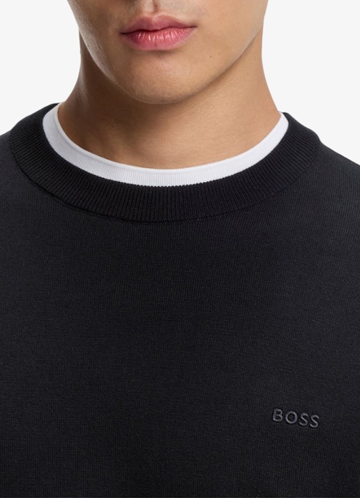 BOSS Fijngebreide trui met logo - detail 2 dark blue-404 / blauw