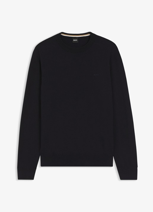 BOSS Fijngebreide trui met logo - voorkant 4 dark blue-404 / blauw