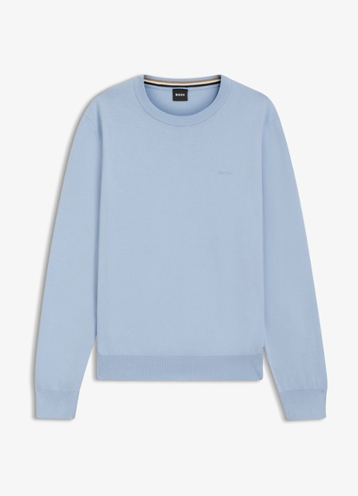 BOSS Fijngebreide trui met logo - voorkant light/pastel blue-450 / blauw