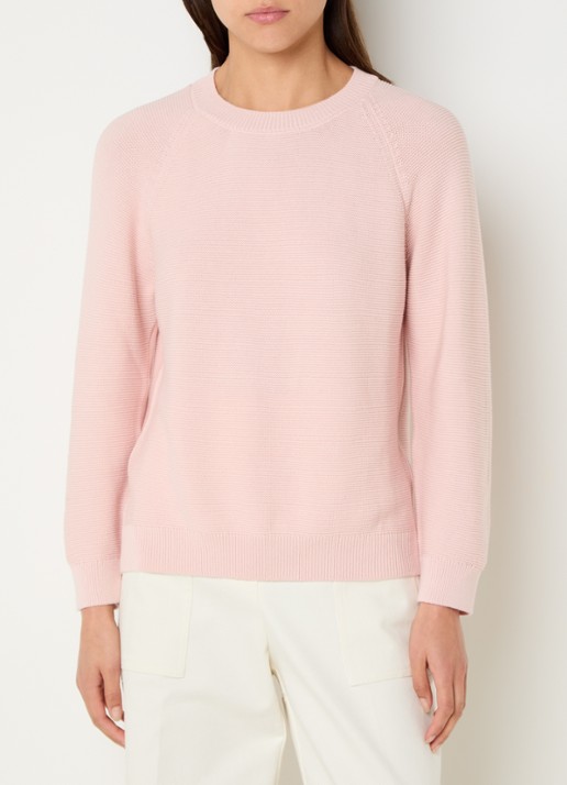 BOSS Fovila fijngebreide pullover met ronde hals - detail paars