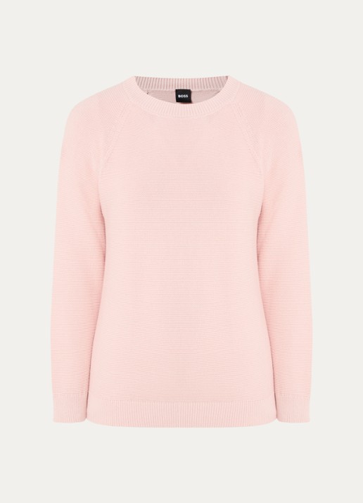 BOSS Fovila fijngebreide pullover met ronde hals - voorkant 2 paars