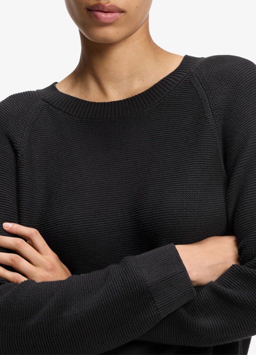 BOSS Fovila fijngebreide pullover met ronde hals - detail 2 donkerblauw