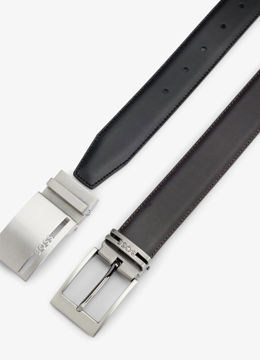 BOSS Galliz reversible riem van leer - detail 3 zwart