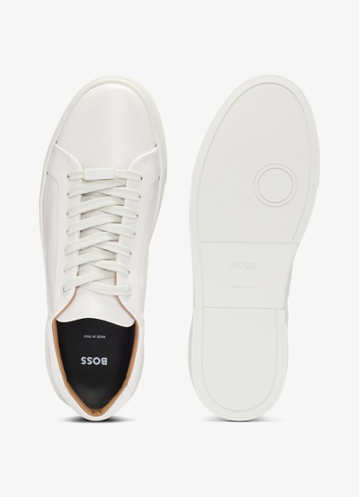 BOSS Gary sneaker van leer  - detail 5 gebroken wit