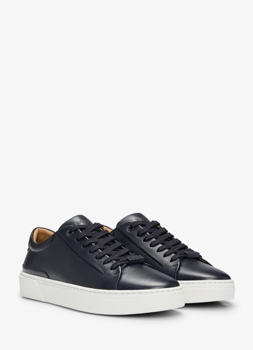 BOSS Gary sneaker van leer  - detail donkerblauw