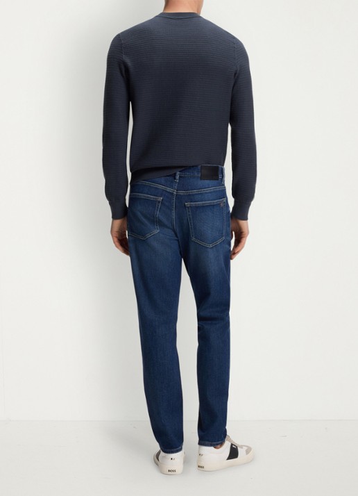 BOSS Gestructureerde met logopatch van katoen en kasjmier - achterkant 5 dark blue-406 / blauw