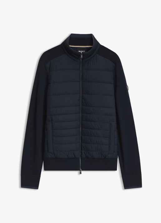 BOSS Gewatteerd jack in wolblend - voorkant 5 donkerblauw