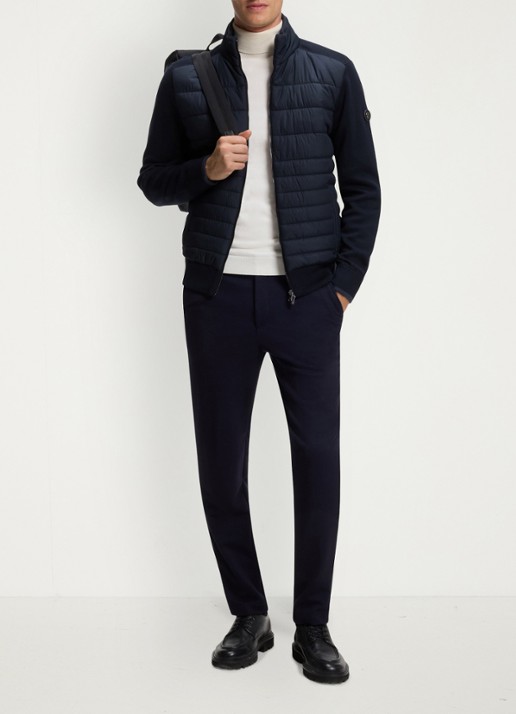 BOSS Gewatteerd jack in wolblend - voorkant 6 donkerblauw