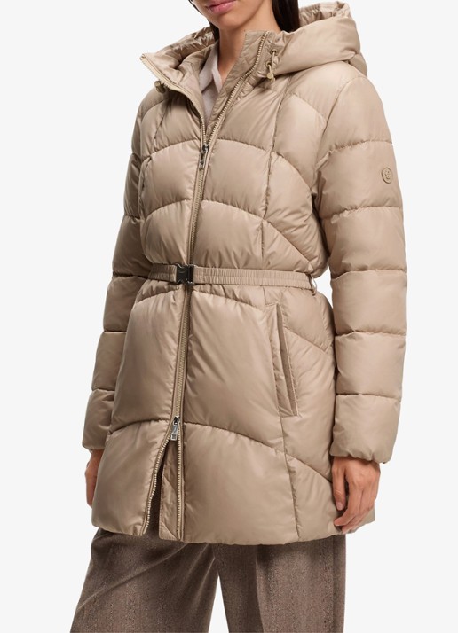 BOSS Gewatteerde parka met capuchon en afneembare riem - detail 2 beige