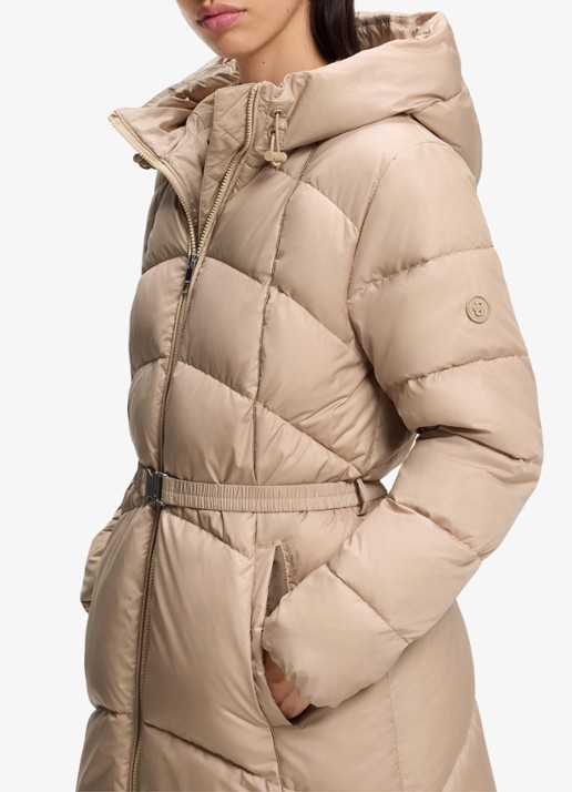 BOSS Gewatteerde parka met capuchon en afneembare riem - detail 4 beige