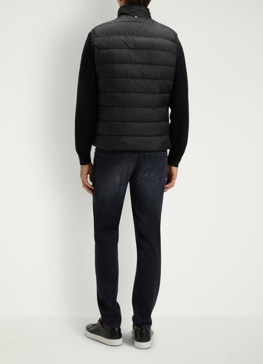BOSS  H-Cenito gewatteerde bodywarmer met ritszakken - achterkant zwart