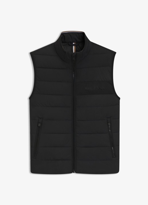 BOSS  H-Cenito gewatteerde bodywarmer met ritszakken - voorkant 2 zwart