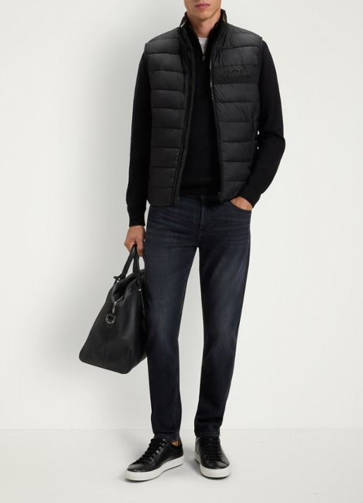 BOSS  H-Cenito gewatteerde bodywarmer met ritszakken - voorkant 3 zwart