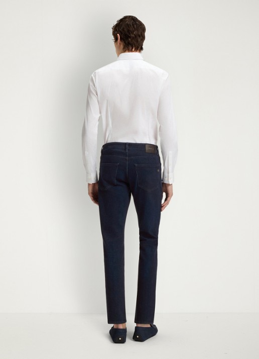 BOSS H-Delaware slim fit jeans met donkere wassing en steekzakken - detail 4 indigo