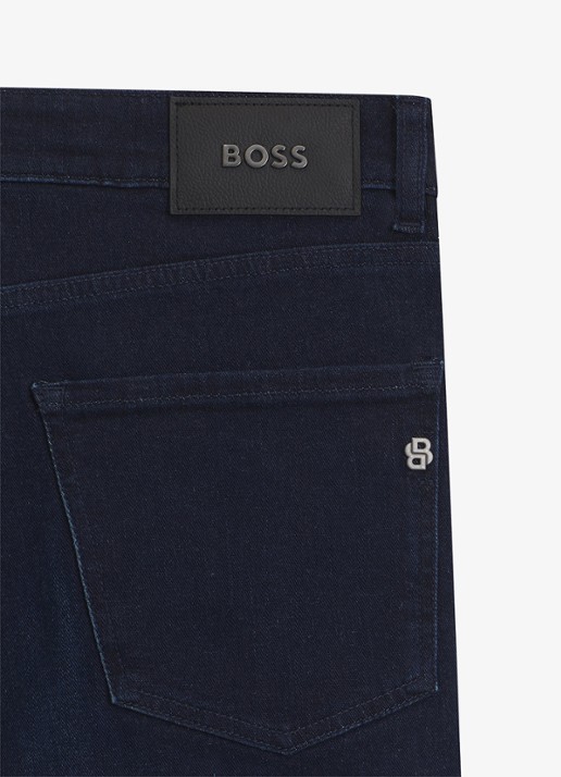 BOSS H-Delaware slim fit jeans met donkere wassing en steekzakken - detail 5 indigo
