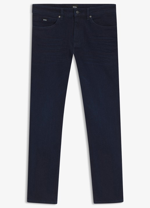 BOSS H-Delaware slim fit jeans met donkere wassing en steekzakken - voorkant indigo