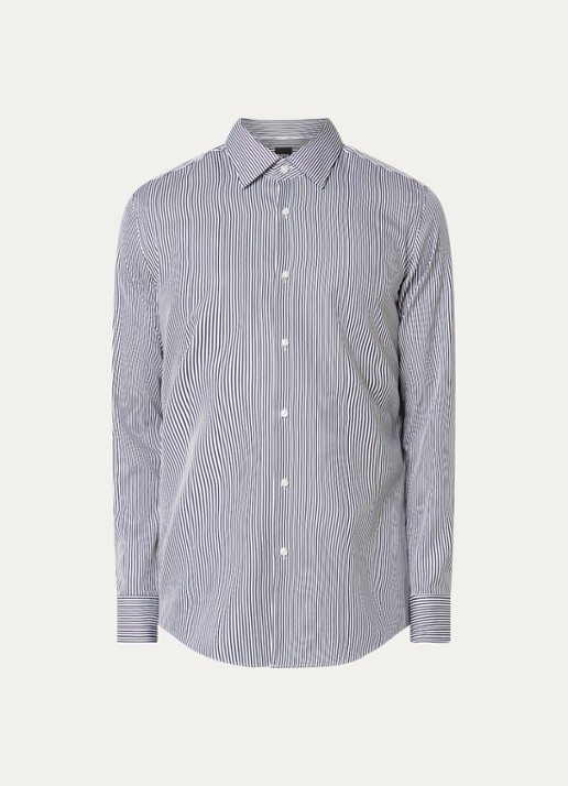 BOSS H-hank slim fit overhemd met streepprint - voorkant zwart