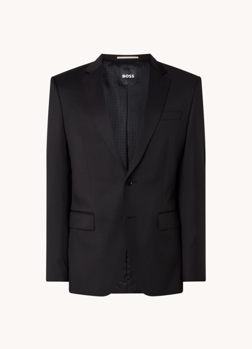 BOSS H-Huge slim fit colbert van wol met klepzakken - voorkant antraciet