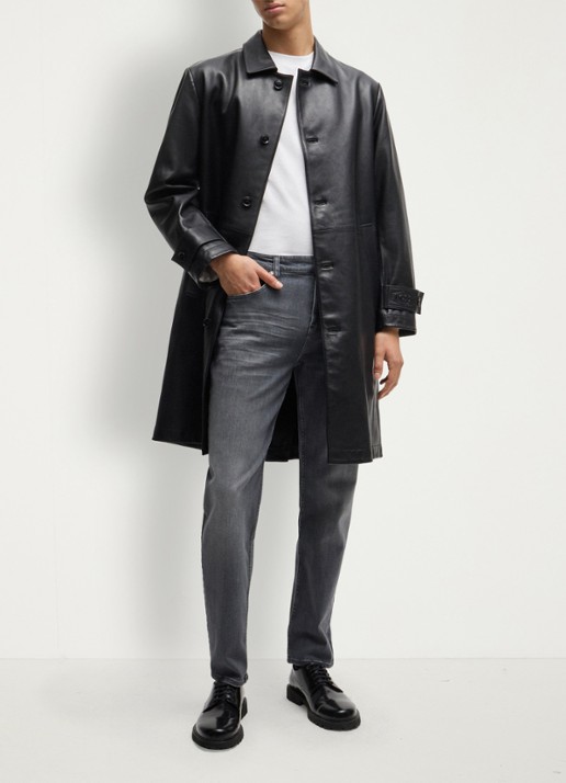 BOSS H-Re.Maine straight leg jeans met gekleurde wassing - voorkant 2 middengrijs