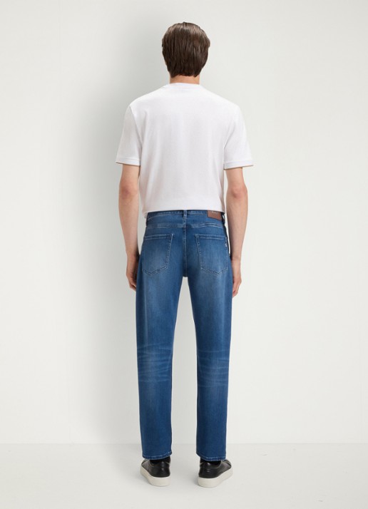 BOSS H-Re.Maine straight leg jeans met medium wassing - achterkant 3 indigo