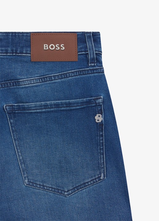 BOSS H-Re.Maine straight leg jeans met medium wassing - detail 5 indigo