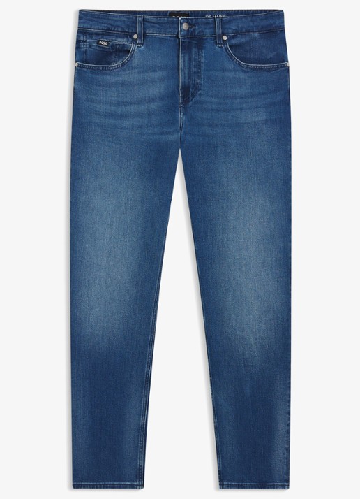 BOSS H-Re.Maine straight leg jeans met medium wassing - voorkant indigo