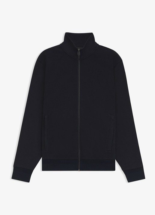 BOSS H-Shepherd sweatvest met steekzakken  - voorkant donkerblauw