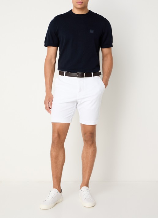 BOSS H-Slice slim fit korte chino met steekzakken - voorkant 4 wit