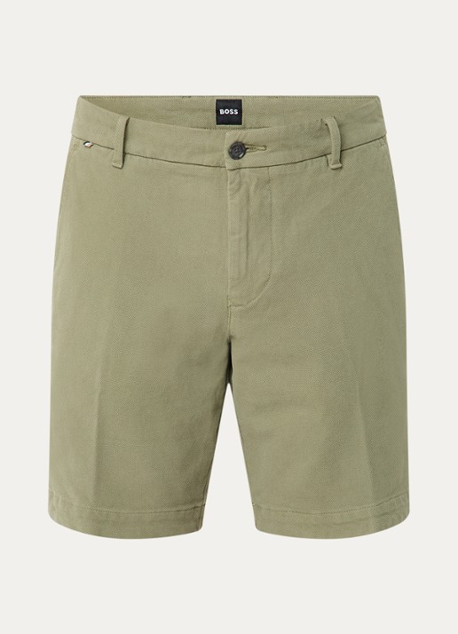 BOSS H-Slice slim fit korte chino met steekzakken - voorkant 3 olijfgroen