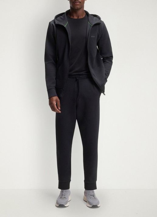BOSS Hadiko tapered fit joggingbroek met steekzakken - voorkant 2 donkerblauw