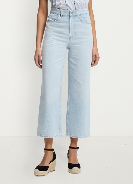 BOSS High waist cropped jeans met lichte wassing