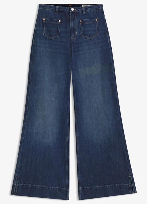 BOSS High waist flared jeans in donkere wassing - voorkant indigo