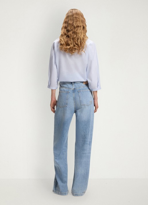 BOSS High waist loose fit jeans met steekzakken - achterkant indigo