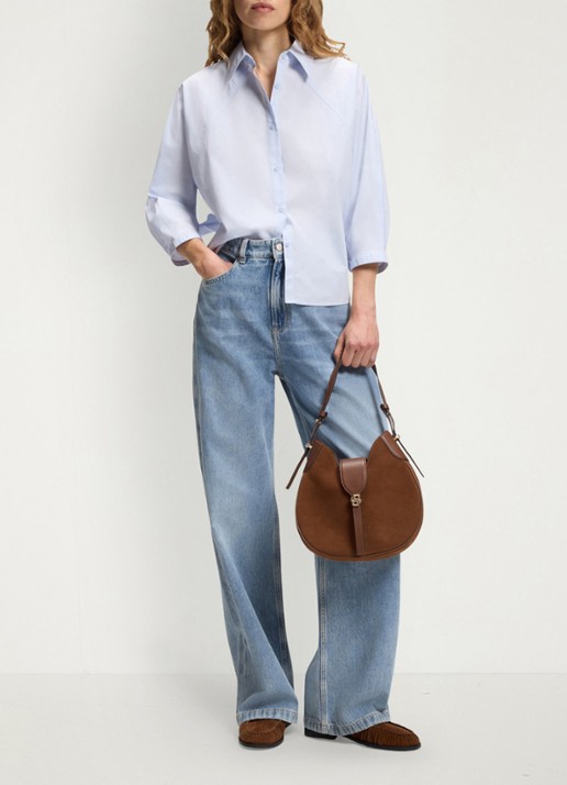 BOSS High waist loose fit jeans met steekzakken - voorkant 6 indigo