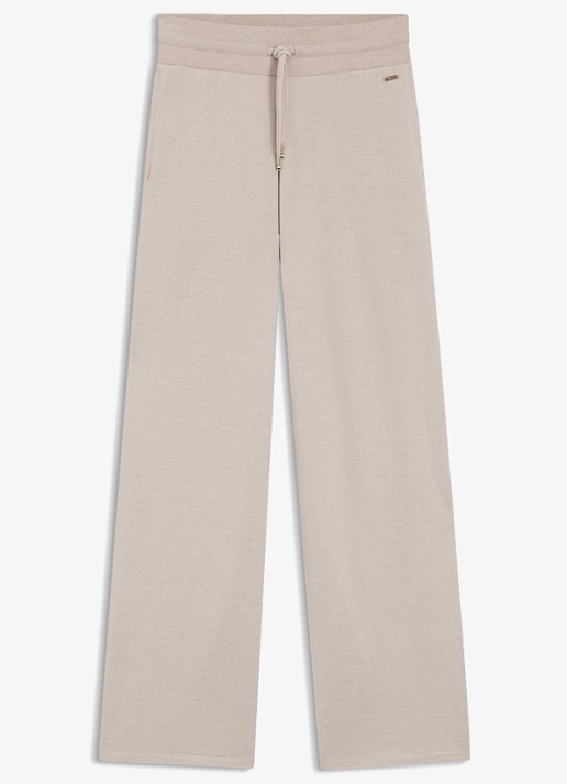 BOSS High waist loose fit joggingbroek met steekzakken - voorkant 4 beige