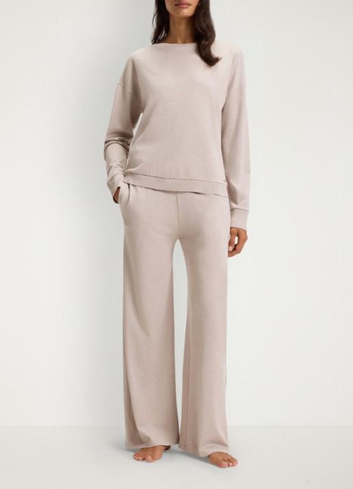 BOSS High waist loose fit joggingbroek met steekzakken - voorkant 5 beige