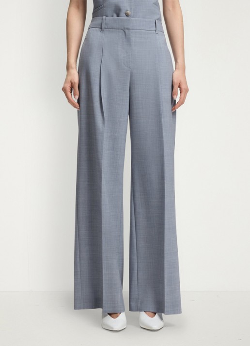 BOSS High waist loose fit pantalon van wol