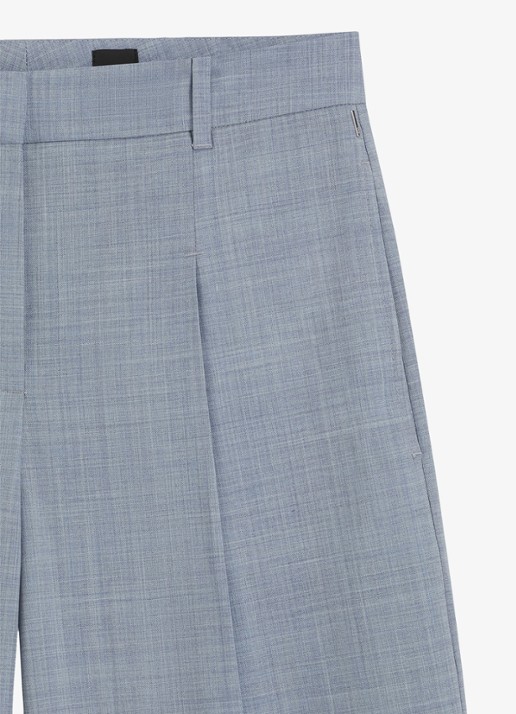 BOSS High waist loose fit pantalon van wol - detail 4 blauw