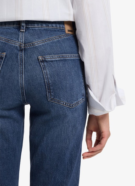 BOSS High waist slim fit jeans met donkere wassing - detail 5 denim