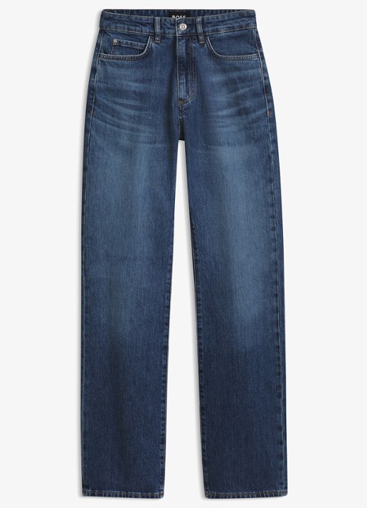 BOSS High waist slim fit jeans met donkere wassing - voorkant denim