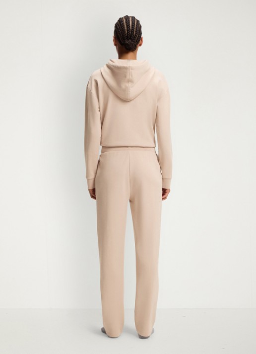 BOSS High waist straight fit joggingbroek met steekzakken - achterkant light beige-270 / beige