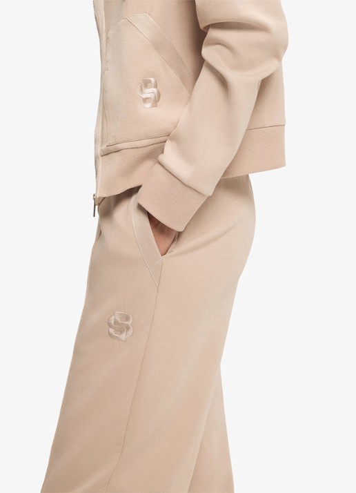 BOSS High waist straight fit joggingbroek met steekzakken - detail 7 light beige-270 / beige