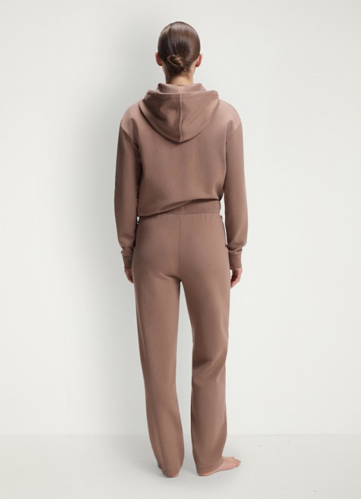 BOSS High waist straight fit joggingbroek met steekzakken - achterkant open brown-240 / bruin