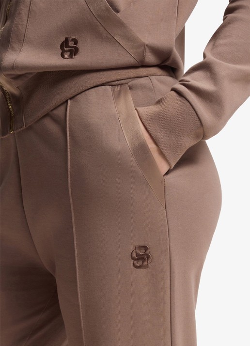 BOSS High waist straight fit joggingbroek met steekzakken - detail 5 open brown-240 / bruin