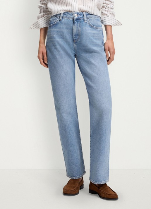 BOSS High waist straight leg jeans met steekzakken