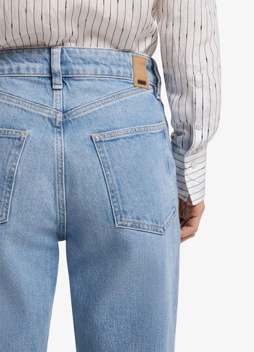 BOSS High waist straight leg jeans met steekzakken - detail 4 indigo