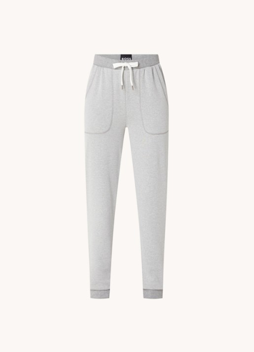 BOSS High waist tapered fit joggingbroek met logoband - voorkant 3 grijsmele