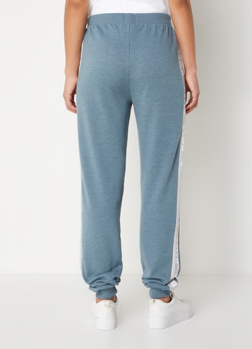 BOSS High waist tapered fit joggingbroek met logoband - achterkant staalblauw