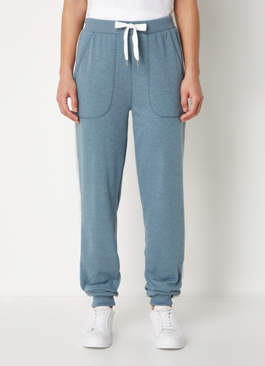 BOSS High waist tapered fit joggingbroek met logoband - detail 4 staalblauw
